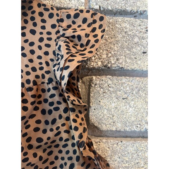 J.Crew Polka Dot Ruffle Sleeve Brown & Black Blouse Womens M - Picture 5 of 8